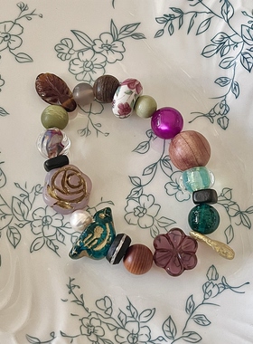 HEIXIN STUDIO手作 夜森林系列 捷克琉璃珠复古文艺小众手串055