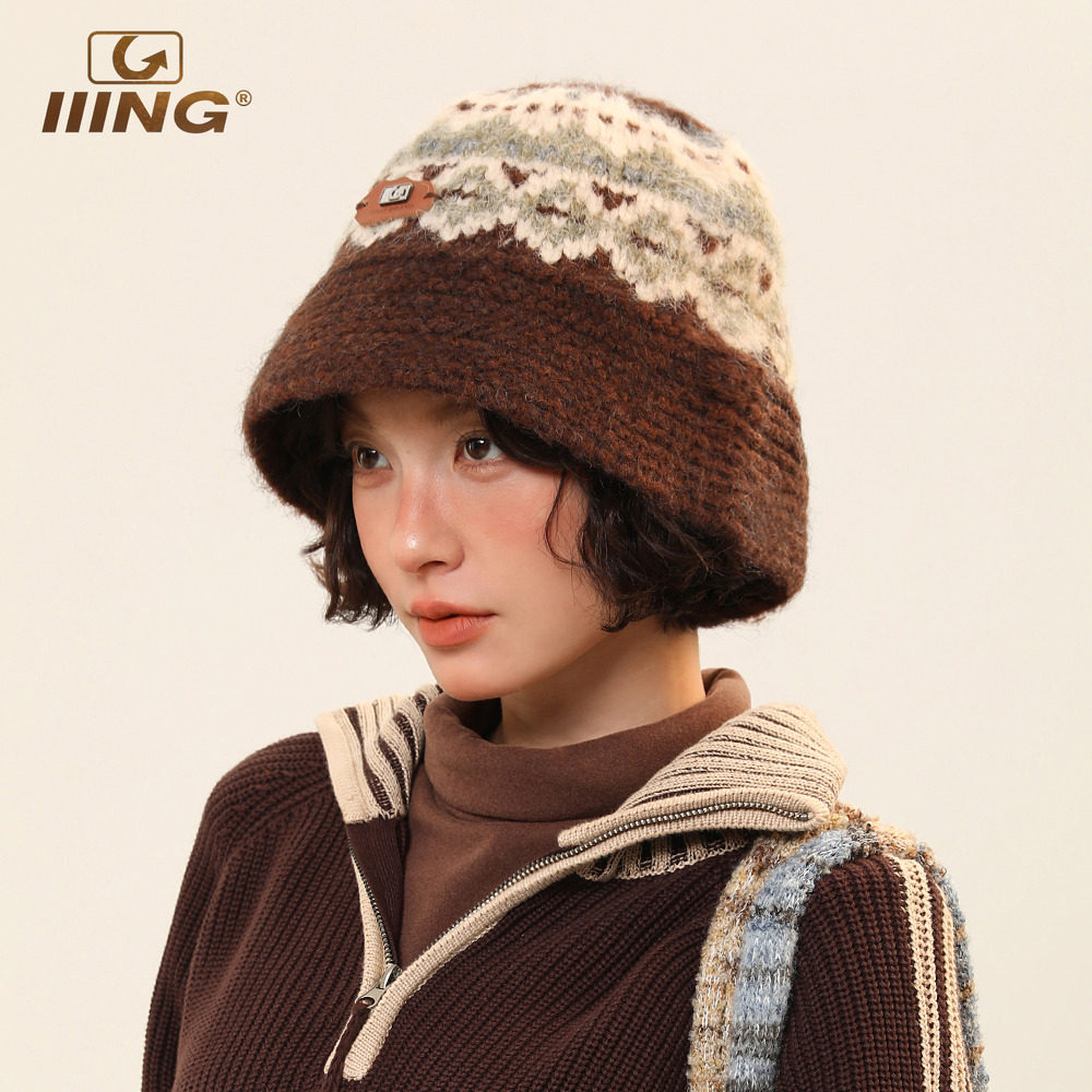 IIING帽控 2025秋冬款费尔岛风针织渔夫帽子女保暖护耳显脸小盆帽,淘宝优惠券,粉丝福利购,淘宝优惠卷