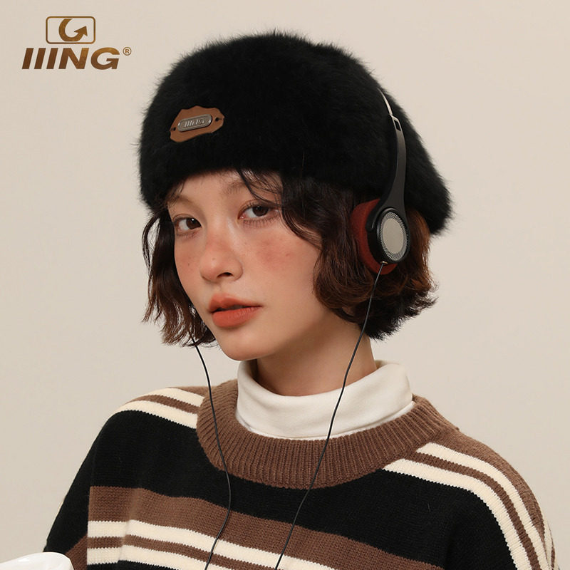 IIING帽控 毛绒贝雷帽女秋冬大头围显脸小反戴前进帽复古画家帽子,淘宝优惠券,粉丝福利购,淘宝优惠卷