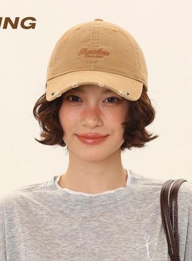 鸭舌帽女2026年春季新款大头围显脸小防晒遮阳蓝色棒球帽宽檐帽子