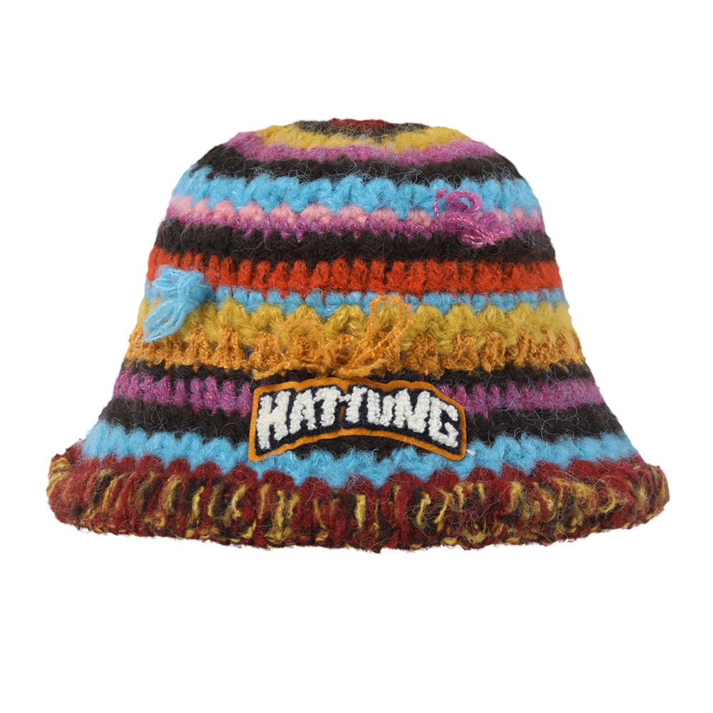 IIING帽控 彩虹条纹针织渔夫帽女秋冬保暖显脸小帽子大头围毛线帽,淘宝优惠券,粉丝福利购,淘宝优惠卷