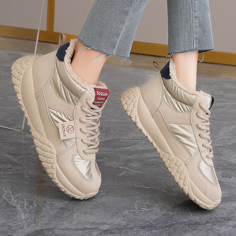 加绒加厚保暖百搭高帮鞋2025年冬季女鞋时尚厚底潮流棉鞋,淘宝优惠券,粉丝福利购,淘宝优惠卷