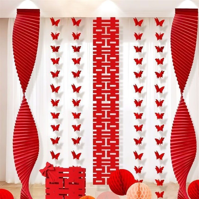 婚房装饰布置客厅喜字结婚条幅挂布男方新房女方卧室背景墙套装 - 图1