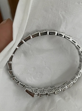 高版本莫桑钻蛇形手镯女925银镀18K白金蛇骨手环珠宝首饰