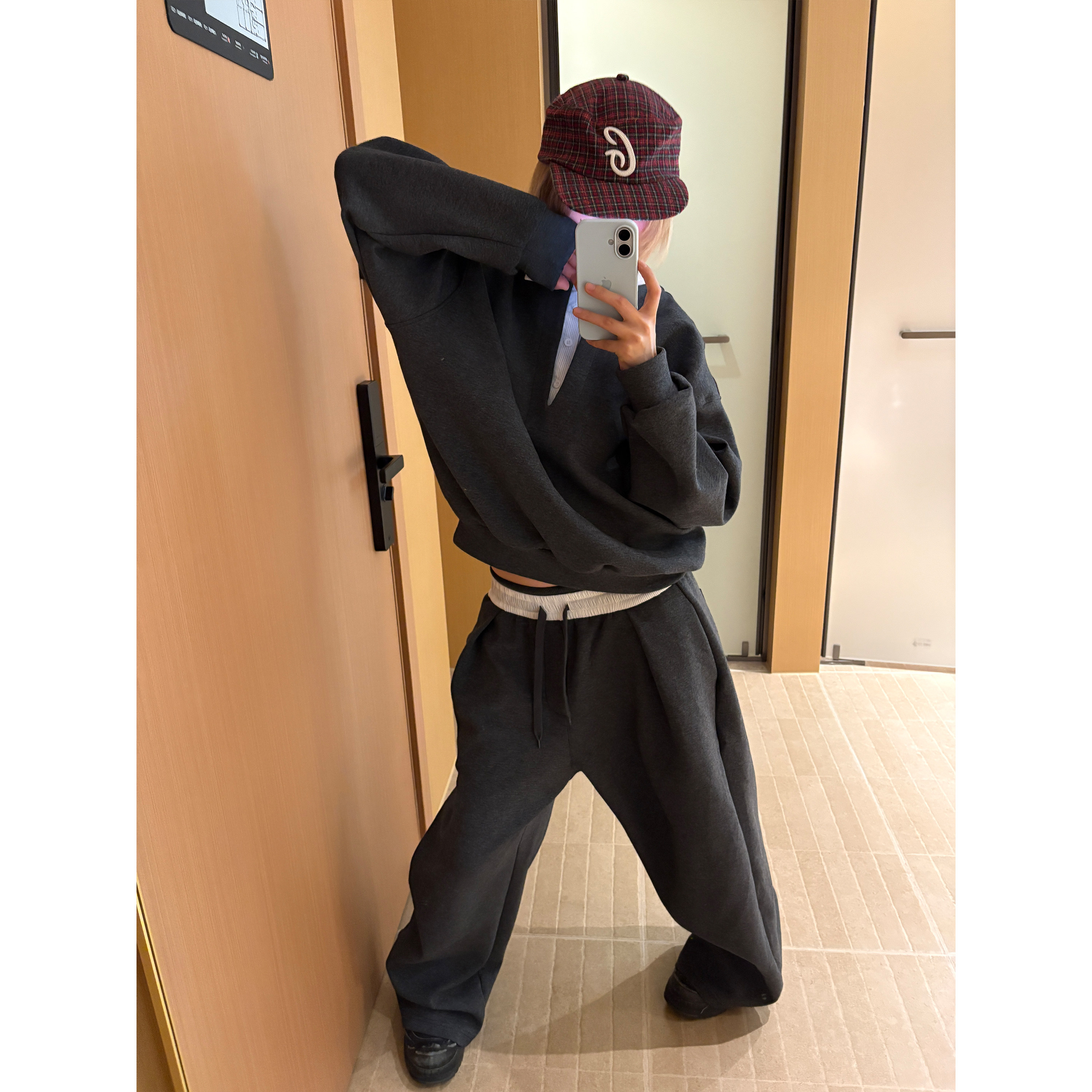 OPUP 休闲风假两件撞色衬衫长裤男女翻领长袖百搭潮流时尚套装潮,淘宝优惠券,粉丝福利购,淘宝优惠卷