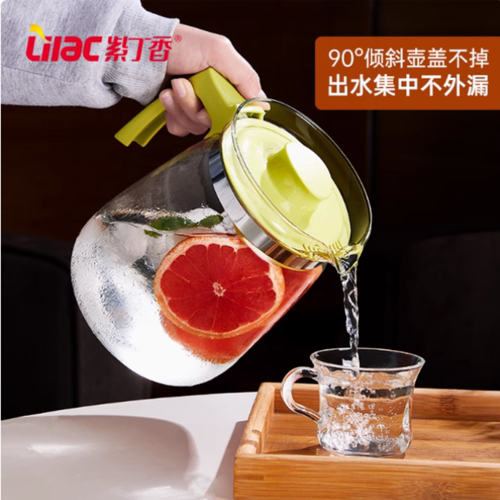 紫丁香玻璃凉水壶冷水壶耐高温大容量家用泡茶壶套装果汁壶扎啤壶 - 图1