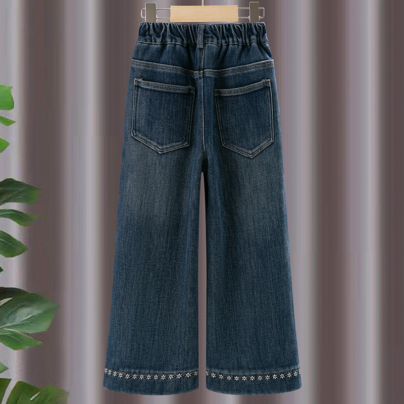 女童牛仔裤秋冬新款儿童洋气加绒阔腿裤中大童冬季直筒裤女孩长裤,淘宝优惠券,粉丝福利购,淘宝优惠卷