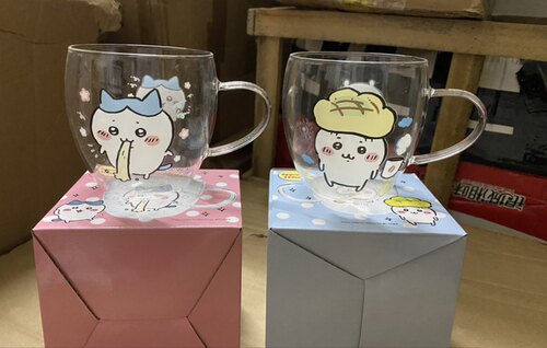 港版7-11合作款自嘲熊Chiikawa吉伊小八玻璃杯水杯牛奶麦片杯子 - 图1
