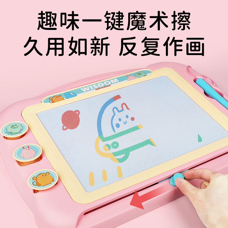 儿童画画板磁力彩色涂鸦磁性家用小孩幼儿玩具宝宝可擦写字绘画屏 - 图3