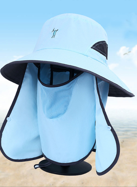 户外遮脸防晒帽子女春秋夏季