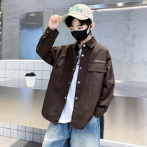 Boy shirt spring autumn style 2023 new ocean gas childrens shirt CUHK Boy Fall handsome Cool Fried Street Clothes Autumn Clothes