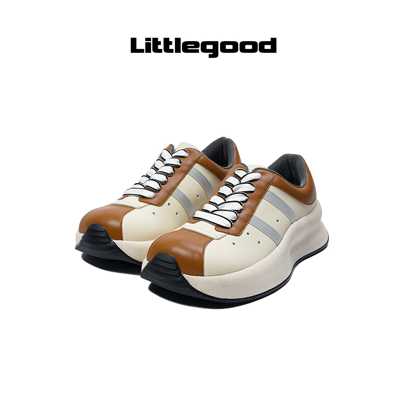 【折扣】littlegood复古运动鞋女2024新款厚底百搭撞色休闲鞋学院