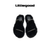 Littlegood rhinestone furry slippers for women all-match