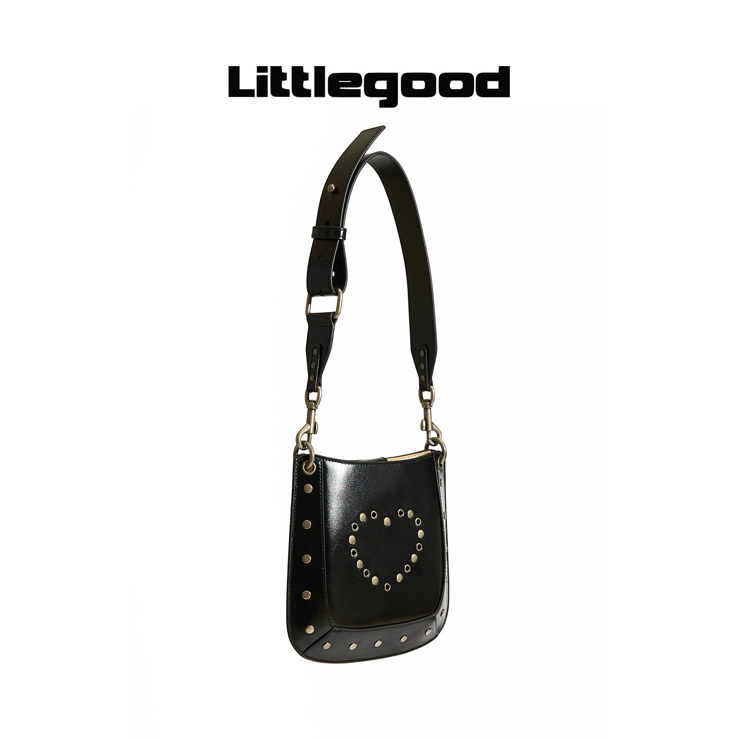 Littlegood niche love rivet crossbody shoulder bag women 2026 autumn new style