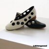 Littlegood French polka dot hollow shoes