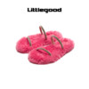Littlegood rhinestone furry slippers for women all-match