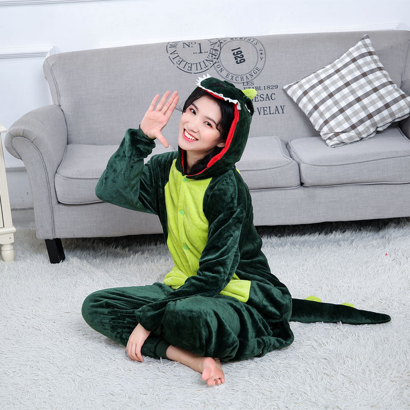 卡通动物连体恐龙秋冬季法兰绒睡衣 洛诗芬睡衣/家居服套装