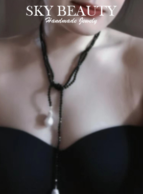 J&J手工定制INS博主 天然绿砂石绿锆石绿尖晶石长款珍珠多戴项62A