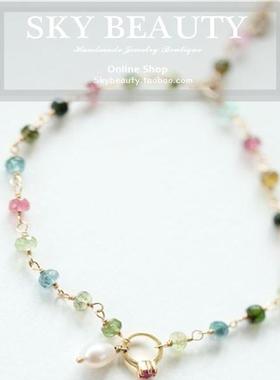 现货独家天然小算盘碧玺包金手链