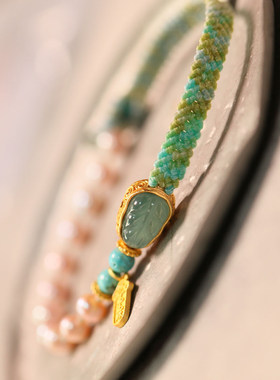 翡翠手链S925纯银镀金叶子