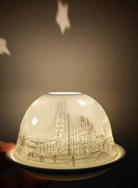 镂空茶蜡灯透光瓷骨瓷灯烛台欧式烛帘送礼好物Porcelain Tealig