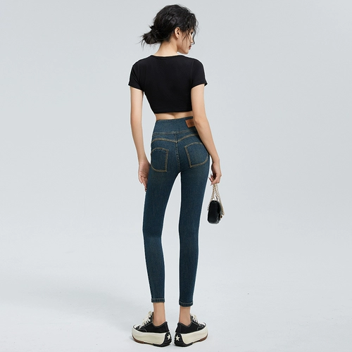 敦梵 Джинсы, ретро штаны, высокая талия, по фигуре, в обтяжку