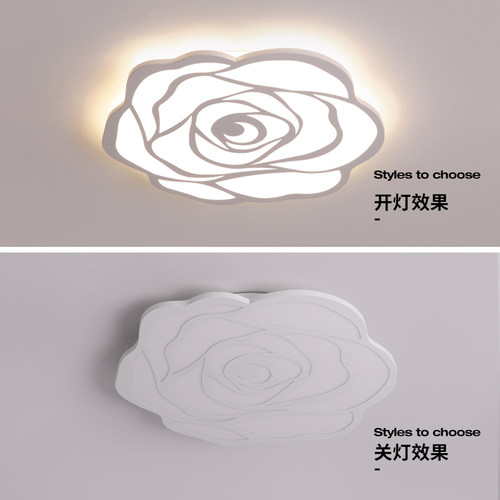 卧室灯温馨浪漫玫瑰主人房吸顶灯简约现代大气奶油风led中山灯具 - 图3