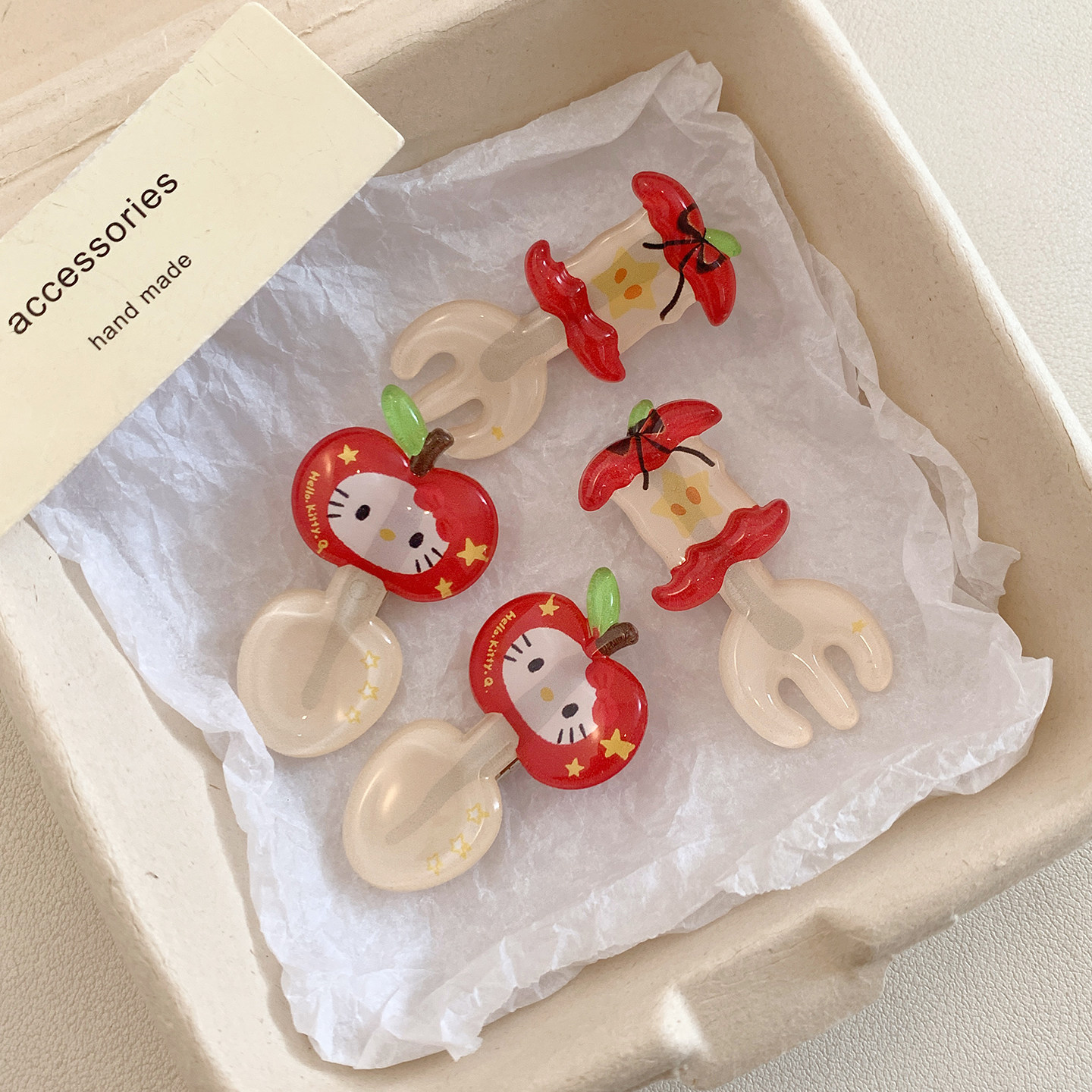 吃苹果~可爱创意红色发夹女高级感百搭夹子头饰刘海边夹儿童发卡,淘宝优惠券,粉丝福利购,淘宝优惠卷