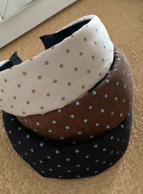韩系巨好看咖色波点宽边发箍