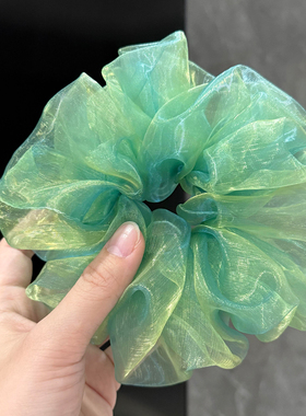 绝美夏天幻彩绿色网纱大肠发圈