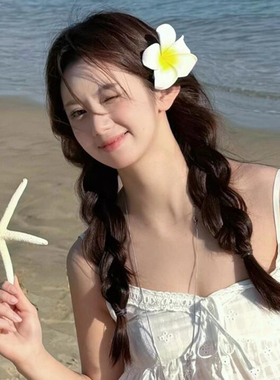 海岛花津~可爱鸡蛋花朵发夹