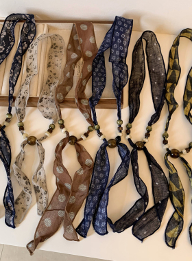 文艺风串珠丝巾项链女慵懒风百搭