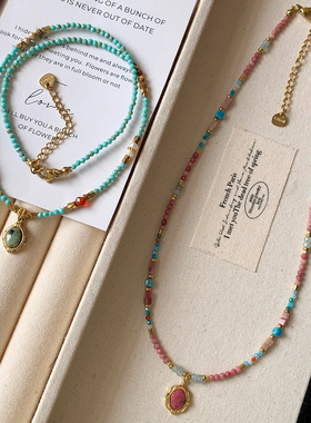 绿松石串珠项链女款高级感锁骨链