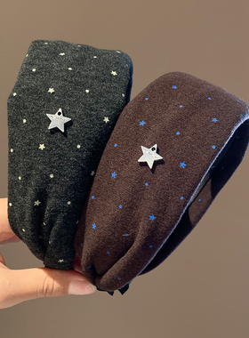 韩系灰色星星波点发箍女高颅顶