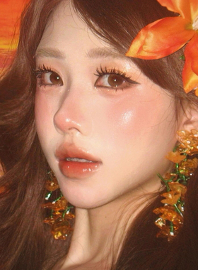 度假风橙色百合花朵发夹边夹侧边