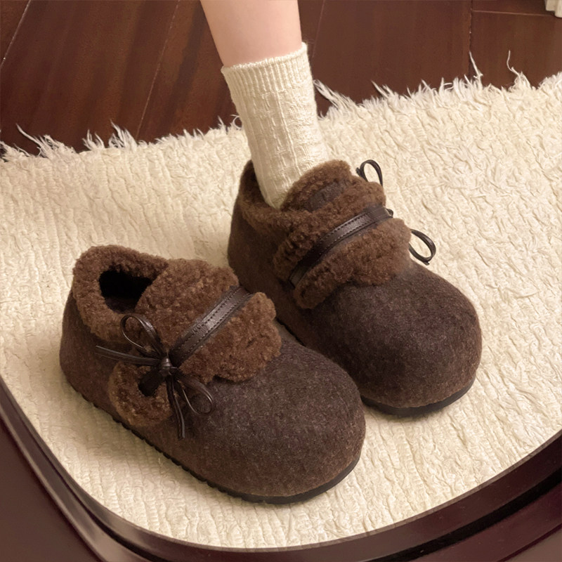 厚底内增高勃肯鞋女秋冬加绒休闲懒人一脚蹬毛毛雪地鞋保暖乐福鞋,淘宝优惠券,粉丝福利购,淘宝优惠卷