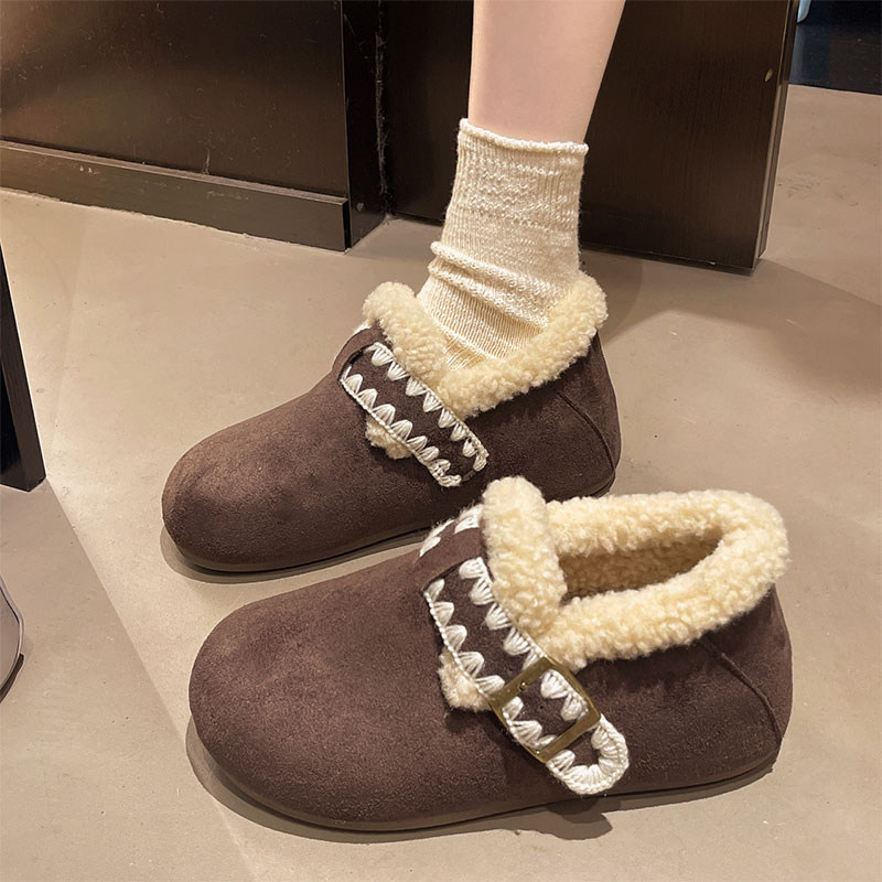 厚底内增高加绒全包勃肯鞋女毛毛棉鞋2026早春季新款豆豆鞋雪地靴,淘宝优惠券,粉丝福利购,淘宝优惠卷