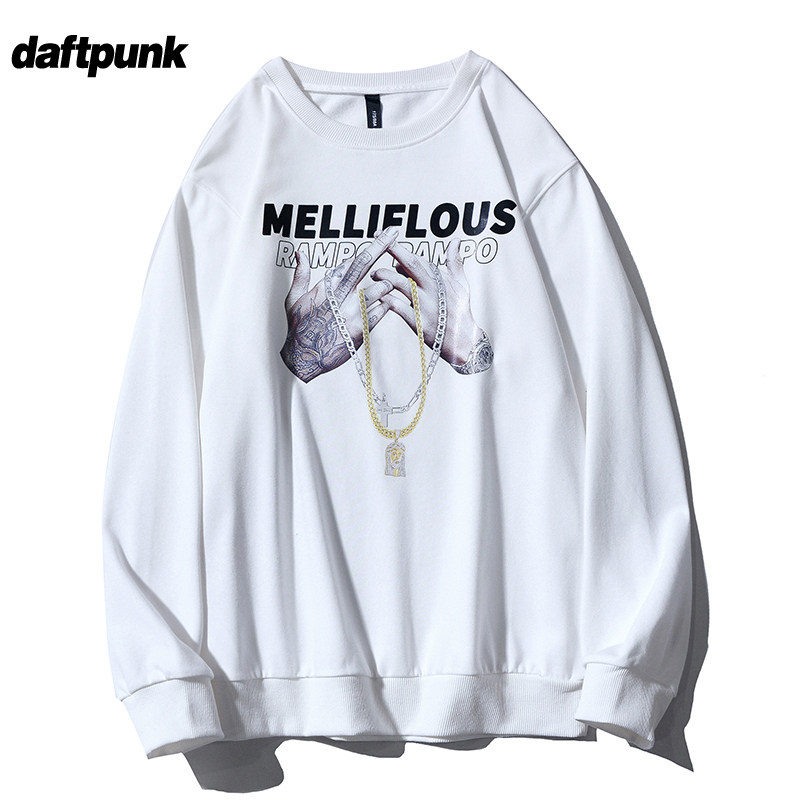 ins超火的圆领卫衣男女春秋款潮牌hiphop嘻哈街头风情侣宽松上衣