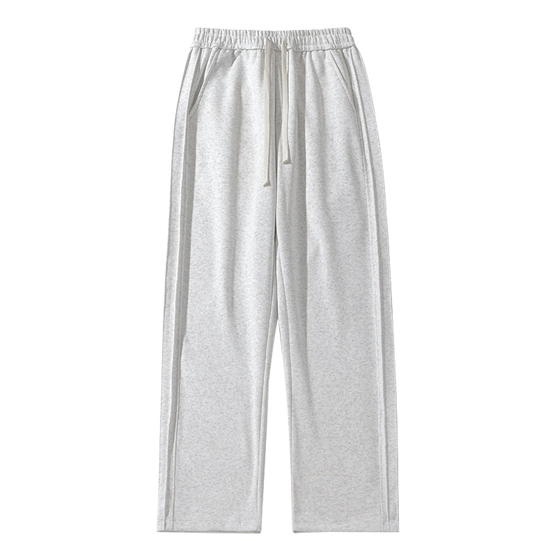 潮牌宽松休闲卫裤男秋季美式复古灰色阔腿裤子青少年垂感运动长裤