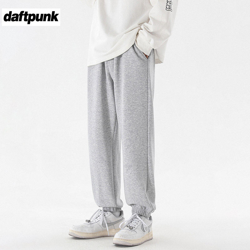 纯棉灰色休闲裤运动裤男士冬季加绒保暖卫裤针织裤跑步通勤长裤子