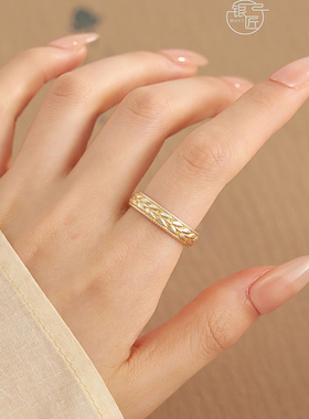 银匠[穗安]新中式国风足银999.9戒指女轻奢小众设计个性指环