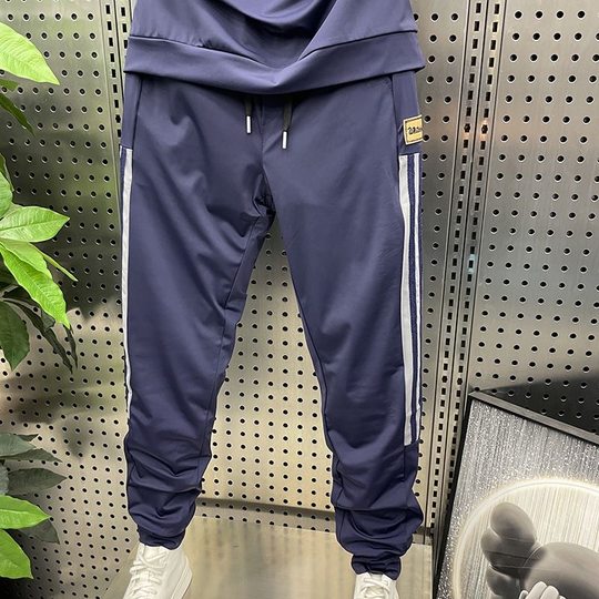 【现货】8058夏季运动套装男士薄款休闲短袖长裤潮流百搭两件套