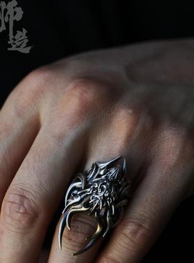 狮造 设计师款青龙男戒925纯银戒指原创中国风配饰首饰个性复古