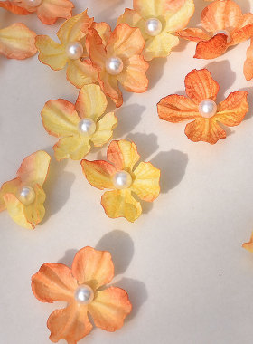 仿真婚庆焦边绣球花瓣假花 diy手工古风发夹簪花绢花材料服装辅料
