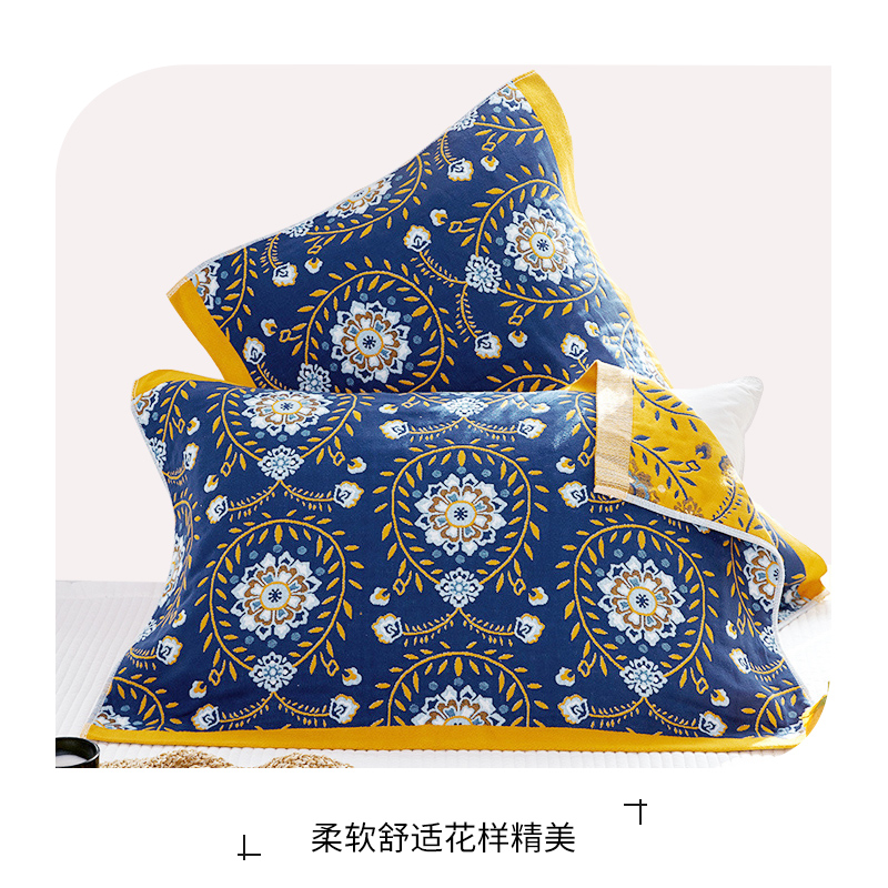 如奕纯棉纱布枕巾一对装高档全棉家用加大加厚成人情侣枕头盖巾 - 图2