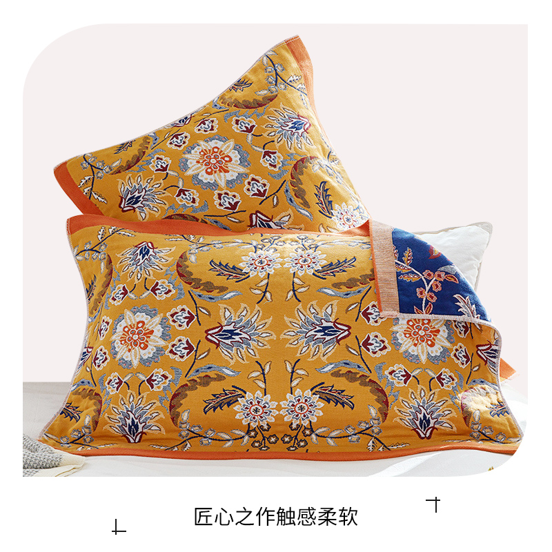 如奕纯棉纱布枕巾一对装高档全棉家用加大加厚成人情侣枕头盖巾 - 图3