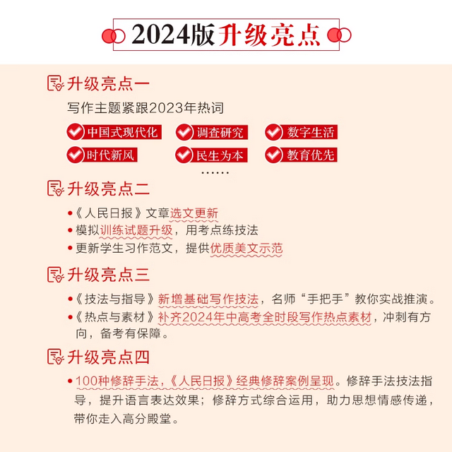 2024人民日报教你写好文章初高中版金句与使用热点与素材技法与指导高一二三写作阅读七八九年级作文素材模板书人民日報带你读时政 - 图2