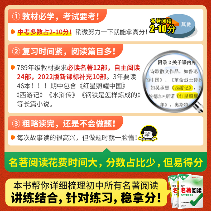 万唯初中名著阅读与中考新考法必读十二本名著导读考点精练经典常谈语文阅读理解专项训练初一二三上册全套课本总复习资料万维教育 - 图1