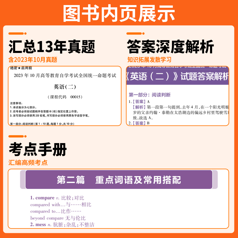 备考2024年00015英语二历年真题试卷深度解析考点册答题卡在线题库全国高等教育自学考试复习资料天一官方自考通专升本教材单词书 - 图1