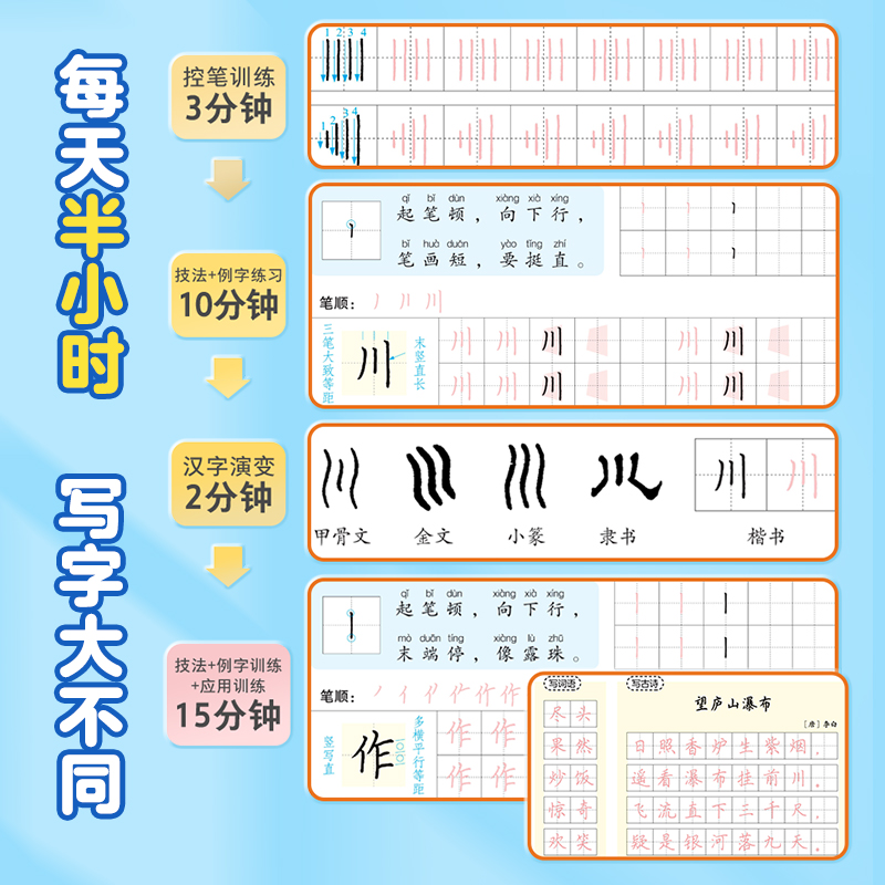 写字半小时一二三年级练字帖小学生四五六字帖荆霄鹏墨点字帖练字笔画笔顺生字描红专用练习写字硬笔书法初学者练字楷书钢笔练字帖 - 图2